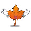Tongue out red maple leaf mascot cartoon