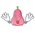 Tongue out rose apple mascot cartoon