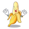 Tongue out tasty fresh banana mascot cartoon style