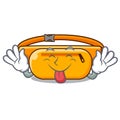 Tongue out waist bag isolated in the cartoon Royalty Free Stock Photo