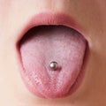 Tongue piercing Royalty Free Stock Photo
