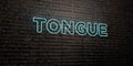 TONGUE -Realistic Neon Sign on Brick Wall background - 3D rendered royalty free stock image