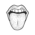Tongue sticking out sketch vector illustration