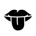 Tongue sticking out vector illustration, mouth silhouette, sense of taste, one of the five senses