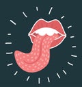 Tongue symbol - outline icon illustration on white background. Royalty Free Stock Photo