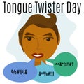 Tongue Twister Day, Idea for poster, banner, flyer or postcard
