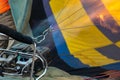 Tongues of flame from a balloon burner. Aerostat burner close up. Aeronautic sport. Balloon Flying. Burning gas. Fire heats the