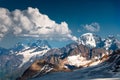 Mountain, slope, top, glacier, stone wall, snow, ice