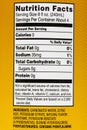 Tonic carbonated water nutrition facts label calories Royalty Free Stock Photo