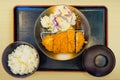 The Tonkatsu or Chicken Katsu morning set japanese food unblo Royalty Free Stock Photo