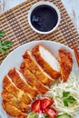 Tonkatsu, deep fried pork cutlet on a plate