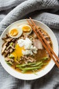 Tonkotsu ramen with shiitake mushrooms and pork