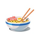 Tonkotsu ramen soup bowl, noodles and chopsticks Royalty Free Stock Photo