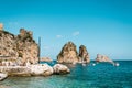 Tonnara di Scopello in Sicily, Italy. Walled medieval tuna-fishing estate,