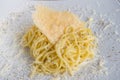 Tonnarelli cacio e pepe is  typical dish of roman and Lazio cuisine whit pecorino cheese and pepper Royalty Free Stock Photo