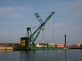 The 250 tonne crane Skylift 2 operating on the submersible Skyline Barge 26 while lifting equipment at docks in Birkenhead