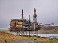 The 14,200 tonne top structure of the Ninian Northern offshore oil platform at the heavy-duty decommissioning pad at Dales Voe Royalty Free Stock Photo