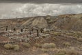 Storm clouds gather over historic cemetery, Tonopah, NV, USA Royalty Free Stock Photo