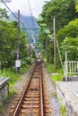 Single rail and a junction near Tonosawa train statio Royalty Free Stock Photo