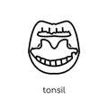 Tonsil icon. Trendy modern flat linear vector Tonsil icon on white background from thin line Human Body Parts collection