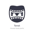 tonsil outline icon. isolated line vector illustration from human body parts collection. editable thin stroke tonsil icon on white