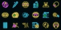 Tonsillitis icons set vector neon