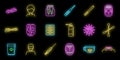 Tonsillitis icons set vector neon Royalty Free Stock Photo