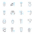 Tonsorial parlor linear icons set. Barber, Shave, Razor, Trimmer, Clipper, Style, Fade line vector and concept signs