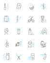 Tonsorial parlor linear icons set. Barber, Shave, Razor, Trimmer, Clipper, Style, Fade line vector and concept signs