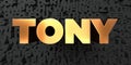 Tony - Gold text on black background - 3D rendered royalty free stock picture
