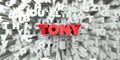 TONY - Red text on typography background - 3D rendered royalty free stock image