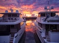 Too large luxury boats at dusk Sanctuary Cove Australia Royalty Free Stock Photo