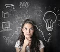 Too many ideas in her mind Royalty Free Stock Photo