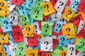 Too Many Questions. Colourful question marks background Royalty Free Stock Photo