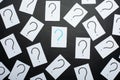 Too Many Questions. Pile of colorful paper notes with question marks. Closeup. Royalty Free Stock Photo