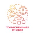 Too much emphasis on order red gradient concept icon Royalty Free Stock Photo