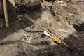 Tool in archeology site Royalty Free Stock Photo