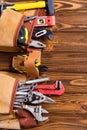 Tool belt with hand tools Royalty Free Stock Photo