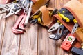 Tool belt with hand tools Royalty Free Stock Photo