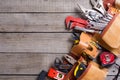 Tool belt with hand tools Royalty Free Stock Photo