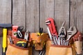 Tool belt with hand tools Royalty Free Stock Photo