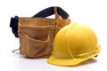 Tool belt and hard hat Royalty Free Stock Photo