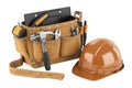 Tool Belt and Hard Hat, isolated on white background-generated by ai Royalty Free Stock Photo