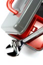 Tool box with adjustable wrench Royalty Free Stock Photo