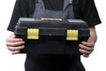 The tool box is black on a white background . Isolate Royalty Free Stock Photo