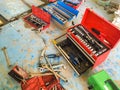 Tool box on the floor Royalty Free Stock Photo