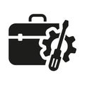 Tool box icon. Toolbox, toolkit and instrument. Fixing, repair and renovation vector illustration