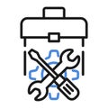 Tool box line icon. Toolbox, toolkit, instrument. Fixing, repair and renovation vector illustration