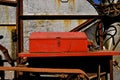 Tool box on an old threshing machine Royalty Free Stock Photo