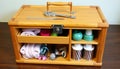 Tool Box Wooden Organizer Storage Container Home Generative AI Royalty Free Stock Photo
